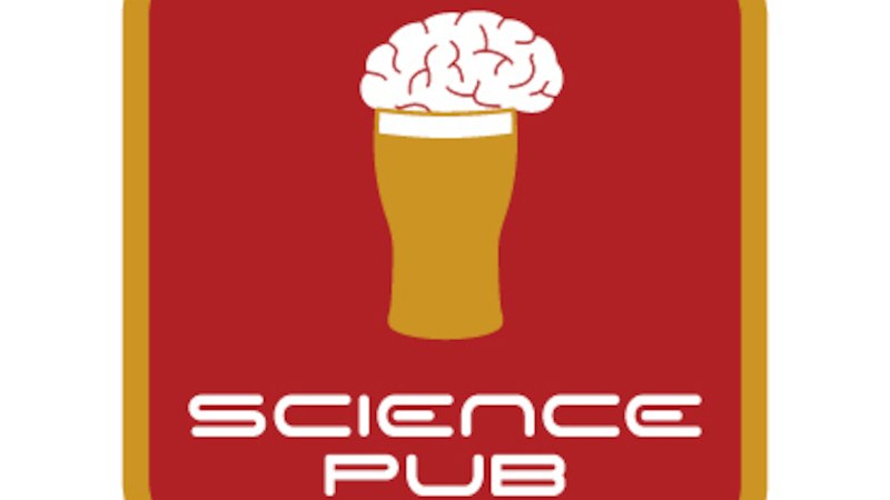 Ein Logo mit einem Bierglas, das ein Gehirn enthält, auf rotem Hintergrund. Darunter steht 'Science Pub'., © Rosenau Kultur e.V. Ein Logo mit einem Bierglas, das ein Gehirn enthält, auf rotem Hintergrund. Darunter steht 'Science Pub'., © Rosenau Kultur e.V.