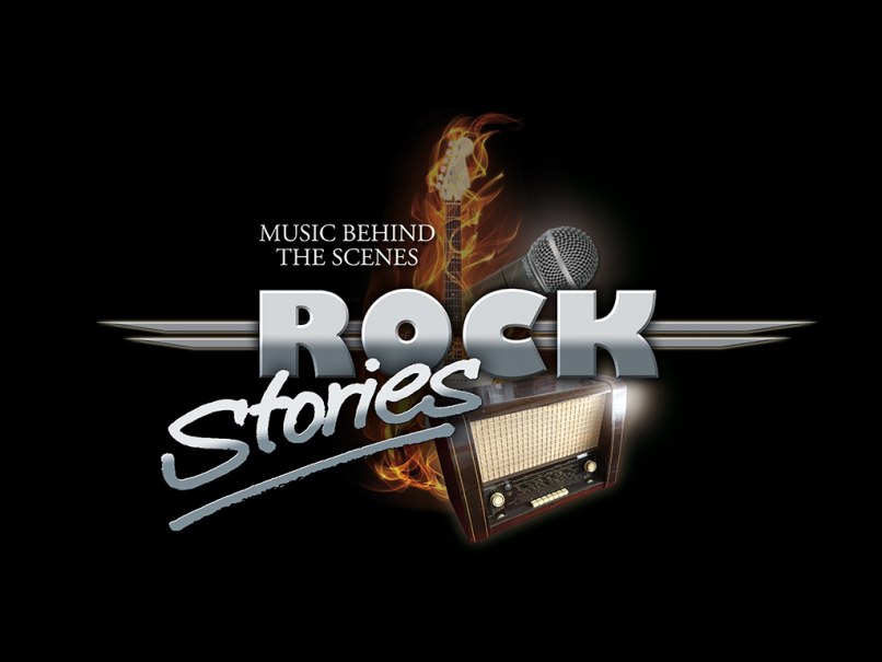 Logo mit Mikrofon, brennender Gitarre und altem Radio, Text: ROCK STORIES, MUSIC BEHIND THE SCENES., © Friedrichsbau Varieté Logo mit Mikrofon, brennender Gitarre und altem Radio, Text: ROCK STORIES, MUSIC BEHIND THE SCENES., © Friedrichsbau Varieté