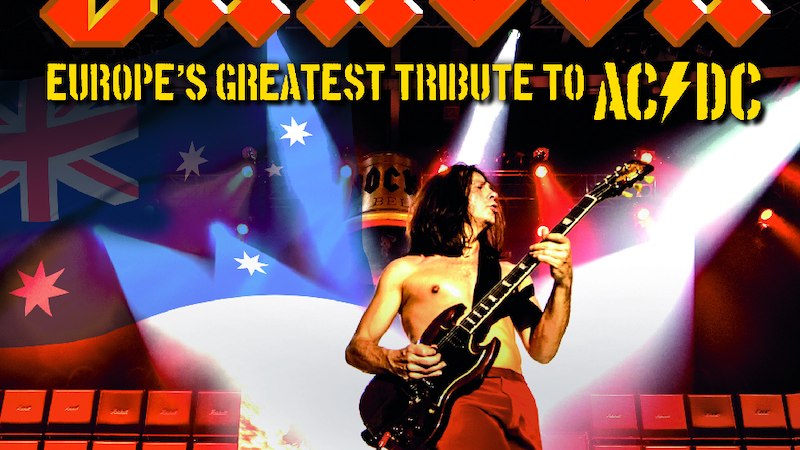 Gitarrist auf der Bühne mit australischer Flagge im Hintergrund. Text: "BAROCK - Europe's Greatest Tribute to AC/DC". Rockige Atmosphäre., © SBEntertainment GmbH & Co. KG Gitarrist auf der Bühne mit australischer Flagge im Hintergrund. Text: "BAROCK - Europe's Greatest Tribute to AC/DC". Rockige Atmosphäre., © SBEntertainment GmbH & Co. KG