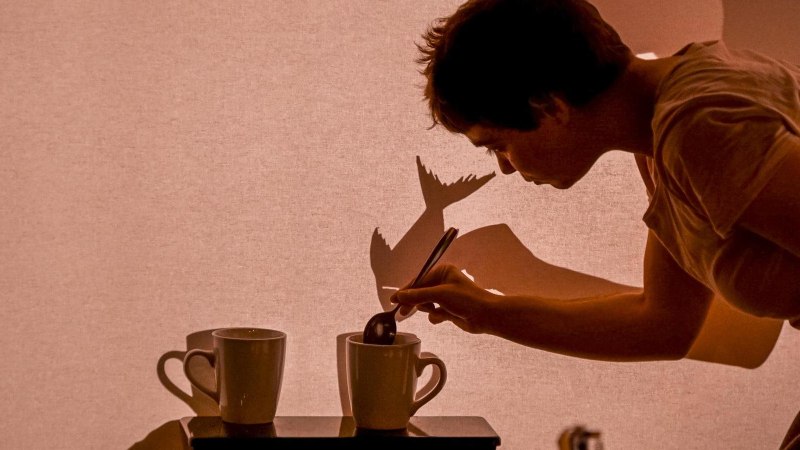 Person rührt in einer Tasse, projiziert Schatten auf Leinwand. Kreatives Spiel mit Licht und Schatten., © FITZ! Stuttgart Person rührt in einer Tasse, projiziert Schatten auf Leinwand. Kreatives Spiel mit Licht und Schatten., © FITZ! Stuttgart
