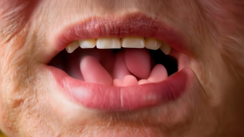 Nahaufnahme eines offenen Mundes mit sichtbaren Zähnen und mehreren Zungen im Inneren., © Kristina Lenz & Alex Simon Klug Nahaufnahme eines offenen Mundes mit sichtbaren Zähnen und mehreren Zungen im Inneren., © Kristina Lenz & Alex Simon Klug