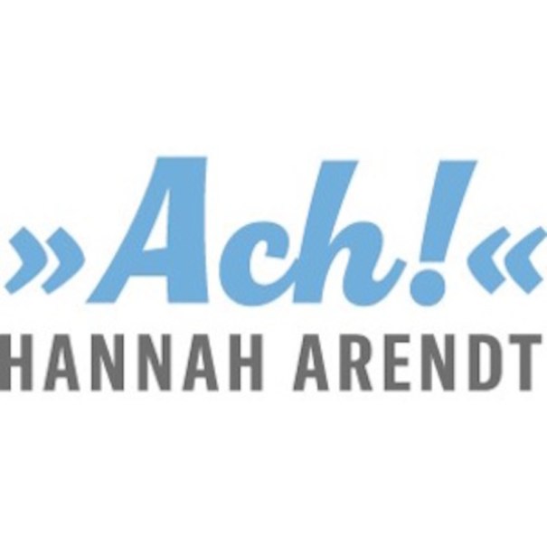 Ein Logo mit dem blauen Schriftzug 'Ach!' und darunter in Grau 'HANNAH ARENDT'., &copy; Literaturhaus Stuttgart