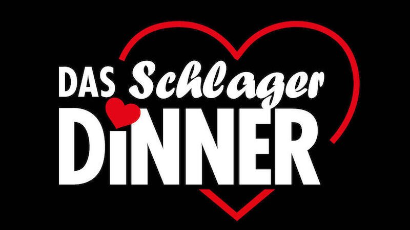 Logo mit weißem Text 'Das Schlager Dinner' auf schwarzem Hintergrund, umrahmt von einem roten Herz., © engesser marketing GmbH Logo mit weißem Text 'Das Schlager Dinner' auf schwarzem Hintergrund, umrahmt von einem roten Herz., © engesser marketing GmbH