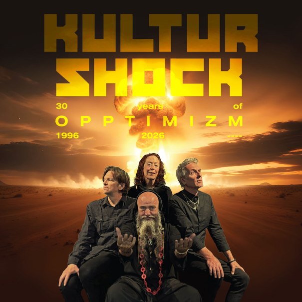 Poster der KULTUR SHOCK Europe Tour 2026 mit vier Bandmitgliedern vor einem dramatischen, explodierenden Hintergrund. Jubil&auml;umstour zum 30-j&auml;hrigen Bestehen., &copy; Gibelin UG