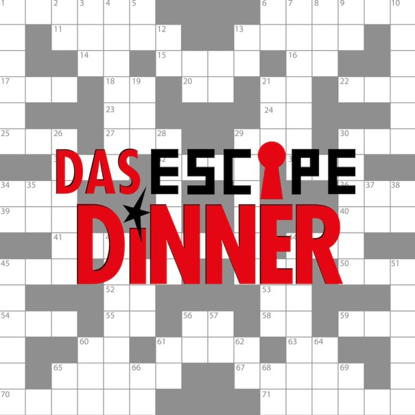 Logo von 'Das Escape Dinner' in Rot und Schwarz auf einem grauen Kreuzworträtsel-Hintergrund., © engesser marketing GmbH Logo von 'Das Escape Dinner' in Rot und Schwarz auf einem grauen Kreuzworträtsel-Hintergrund., © engesser marketing GmbH