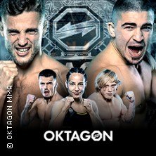 Werbeposter für OKTAGON 83 mit mehreren MMA-Kämpfern vor einem stilisierten Hintergrund., © links im Bild Werbeposter für OKTAGON 83 mit mehreren MMA-Kämpfern vor einem stilisierten Hintergrund., © links im Bild