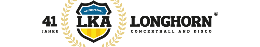 Logo des LKA Longhorn zum 41-j&auml;hrigen Jubil&auml;um. Es zeigt ein Schild mit der Aufschrift 'LKA Sound Patrol' und Lorbeerkr&auml;nzen., &copy; Lka-Longhorn GmbH