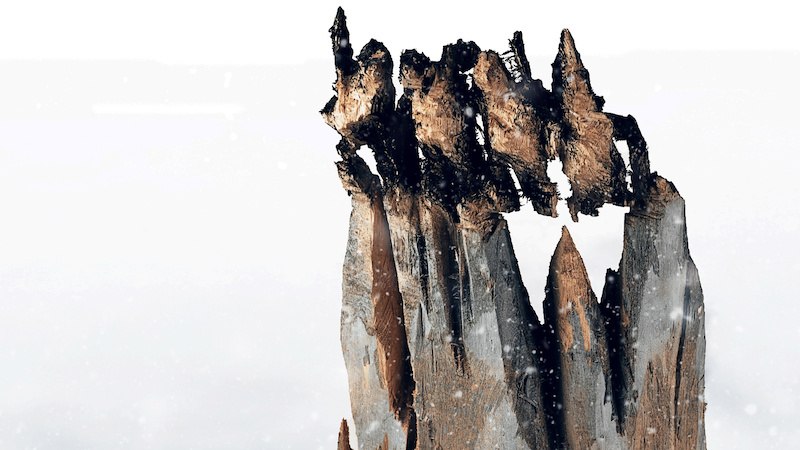 Schroffe, eisbedeckte Felsen ragen in den Himmel, umgeben von einer schneebedeckten Landschaft., © FITZ Das Theater animierter Formen Schroffe, eisbedeckte Felsen ragen in den Himmel, umgeben von einer schneebedeckten Landschaft., © FITZ Das Theater animierter Formen