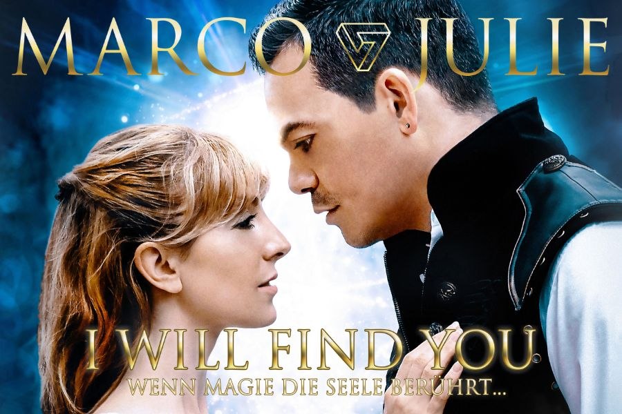 A couple stands close to each other, surrounded by magical light. The title 'Marco & Julie' can be seen above., &copy; Friedrichsbau Variet&eacute;