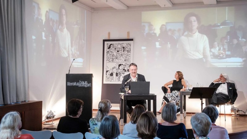 Claudia & Wolfgang Selj&eacute; und Reiner Moritz singen und kommentieren Texte, &copy; Literaturhaus