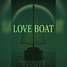 Ein Segelboot vor einem Regenbogen mit dem Schriftzug 'Love Boat' und 'Matrixxx Events' darunter., © links im Bild
