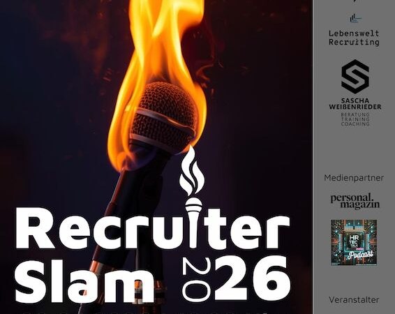 Plakat für den Recruiter Slam 2026 mit einem brennenden Mikrofon. Veranstaltung am 09.04.2026 um 19:30 Uhr im Wizemann, Stuttgart. Tickets ab 21,50 €., © KultuReservoir Biberach Plakat für den Recruiter Slam 2026 mit einem brennenden Mikrofon. Veranstaltung am 09.04.2026 um 19:30 Uhr im Wizemann, Stuttgart. Tickets ab 21,50 €., © KultuReservoir Biberach