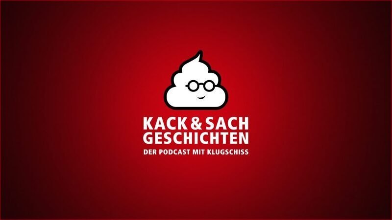 Logo of the podcast 'Kack & Sachgeschichten' with a stylized turd with glasses on a red background., &copy; Theaterhaus Stuttgart e.V.