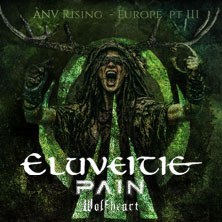 Mystical figure with antlers on the cover of the Eluveitie - &Agrave;nv Rising - Europe Pt. III concert. Dark, green tones dominate the design., &copy; links im Bild