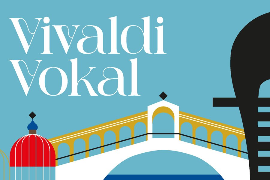 Grafik mit dem Text 'Vivaldi Vokal', einer stilisierten Brücke und einem Violinschlüssel auf blauem Hintergrund., © Simone Nilius