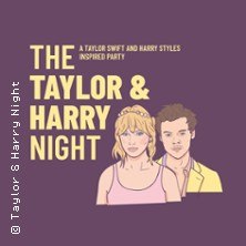 Illustration von zwei Personen vor lila Hintergrund mit dem Text 'The Taylor & Harry Night'., © links im Bild