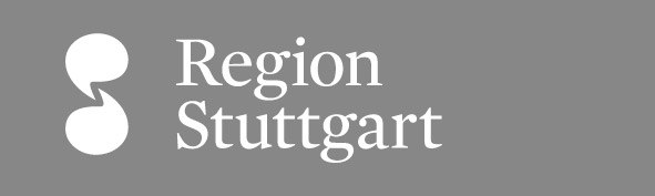 Graues Logo der Region Stuttgart mit stilisiertem Symbol und weißem Schriftzug auf grauem Hintergrund., © Stuttgart-Marketing GmbH