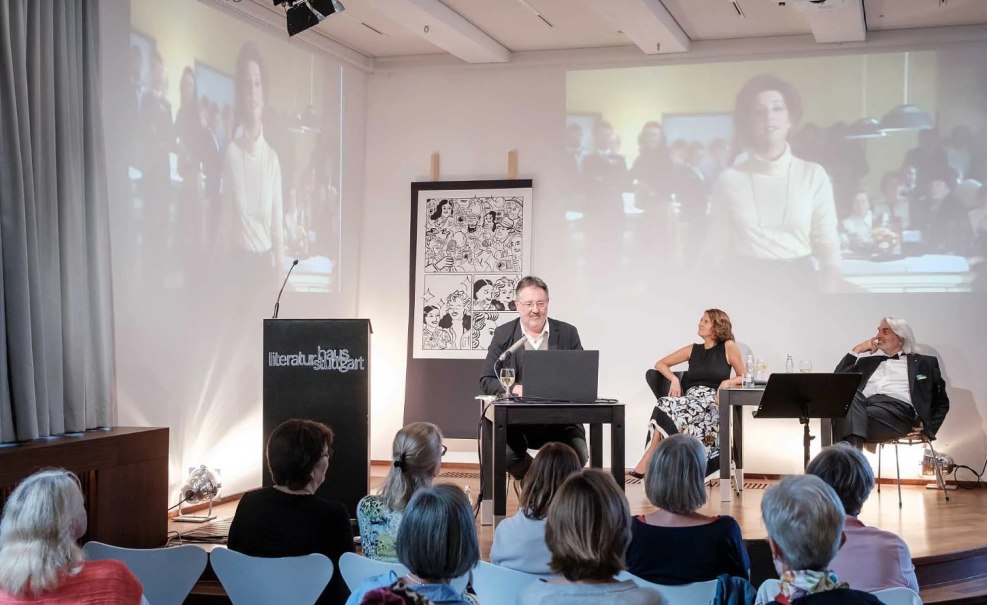Claudia & Wolfgang Seljé und Reiner Moritz singen und kommentieren Texte, © Literaturhaus Claudia & Wolfgang Seljé und Reiner Moritz singen und kommentieren Texte, © Literaturhaus