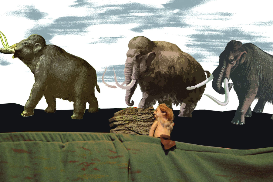 Eine Herde Mammuts durchstreift die weite Steinzeitlandschaft., &copy; Fliegendes Theater