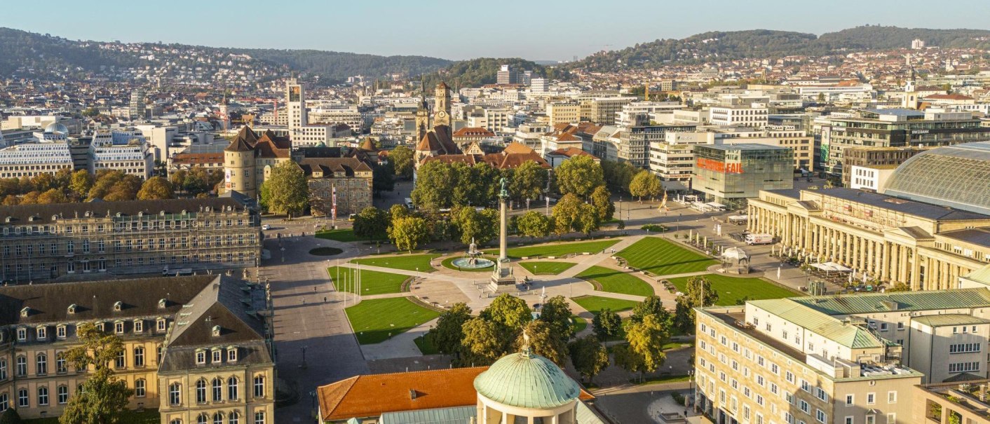Luftaufnahme der Stuttgarter Innenstadt, © Stuttgart-Marketing GmbH, Sarah Schmid