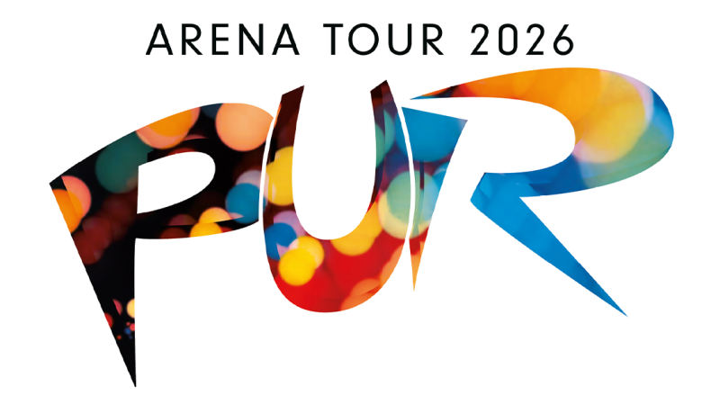 Logo der Arena Tour 2026 von PUR. Der Schriftzug "PUR" ist mit bunten Lichteffekten gestaltet., © links im Bild Logo der Arena Tour 2026 von PUR. Der Schriftzug "PUR" ist mit bunten Lichteffekten gestaltet., © links im Bild