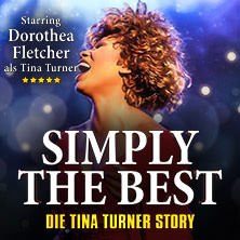Plakat für 'Simply The Best - Die Tina Turner Story' mit Dorothea Fletcher als Tina Turner. Hintergrund in Blau mit Lichteffekten., © links im Bild Plakat für 'Simply The Best - Die Tina Turner Story' mit Dorothea Fletcher als Tina Turner. Hintergrund in Blau mit Lichteffekten., © links im Bild