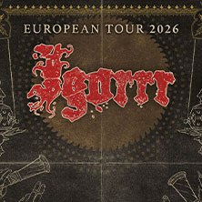Poster der Igorrr European Tour 2026 mit rotem Schriftzug auf dunklem Hintergrund und dekorativen Elementen., &copy; links im Bild