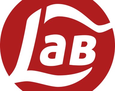 Red logo with white lettering 'Lab' in a circle. The lettering is stylized and dynamic., &copy; Laboratorium e. V.